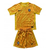 Camisa de time de futebol Holanda Goleiro Replicas 2º Equipamento Infantil Europeu 2024 Manga Curta (+ Calças curtas)